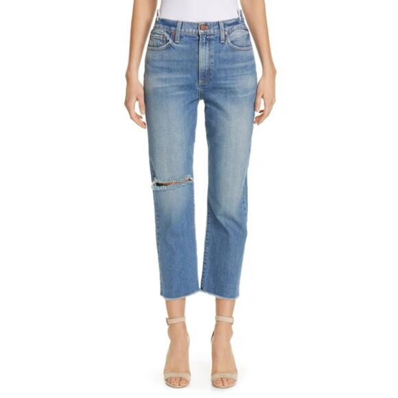 🔴 3/$25 Alice + Olivia Amazing Double Waist Girlfriend Crop Jean In Try Me 24 - Picture 1 of 14